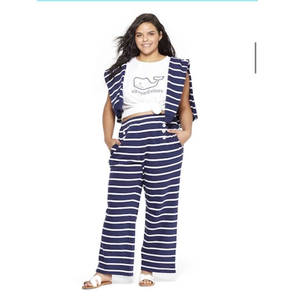 NWT Vineyard Vines For Target Womens Blue Sailor Nautical Striped Pants XL NEW - Picture 2 of 13
